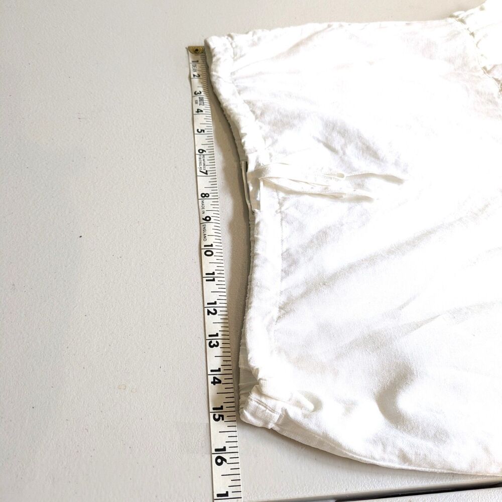 Old Navy 100% Linen White Mini Skirt Size 4 Low Waist Lined Tiered Ruffle Y2K - Picture 9 of 11